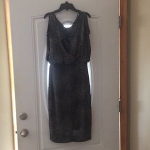 Black and silver short dress with keyhole back